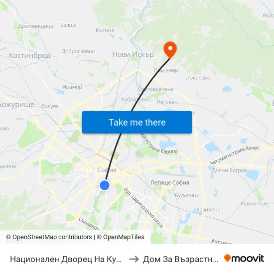 Ⓜ️ Национален Дворец На Културата / National Palace Of Culture (1139) to Дом За Възрастни С Умствена Изостаналост map