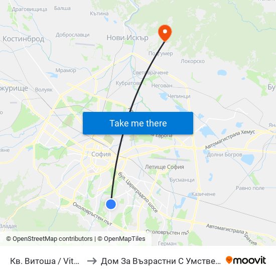 Кв. Витоша / Vitosha (0821) to Дом За Възрастни С Умствена Изостаналост map
