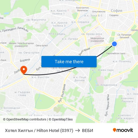 Хотел Хилтън / Hilton Hotel (0397) to ВЕБИ map