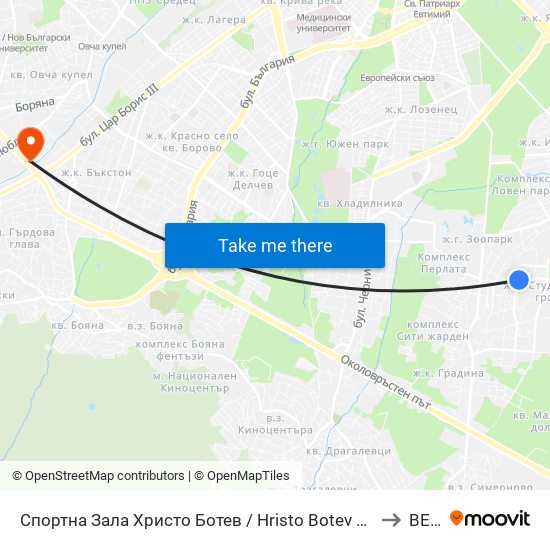 Спортна Зала Христо Ботев / Hristo Botev Sports Hall (1611) to ВЕБИ map