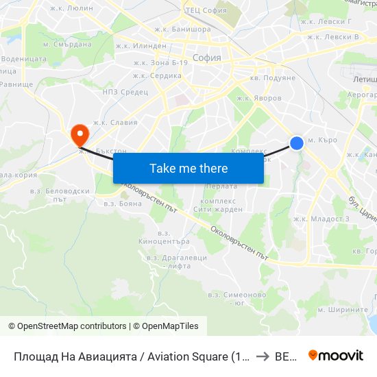 Площад На Авиацията / Aviation Square (1257) to ВЕБИ map