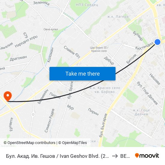 Бул. Акад. Ив. Гешов / Ivan Geshov Blvd. (2804) to ВЕБИ map