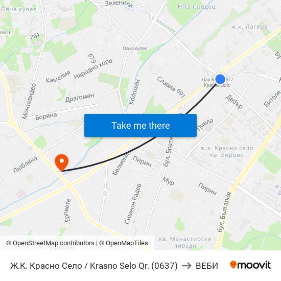 Ж.К. Красно Село / Krasno Selo Qr. (0637) to ВЕБИ map