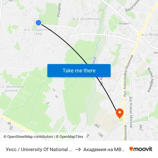 🎓 Унсс / University Of National And World Economy (1691) to Академия на МВР | Police Academy map