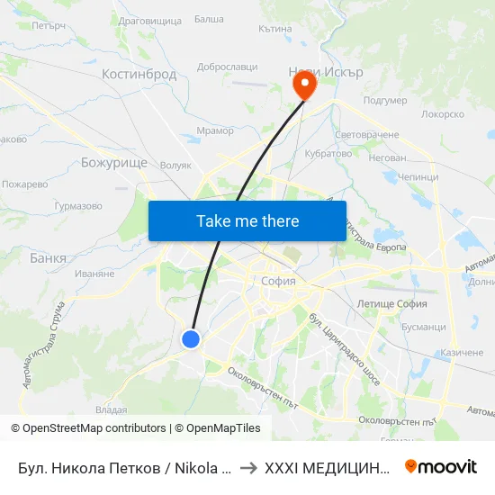 Бул. Никола Петков / Nikola Petkov Blvd. (0350) to XXXI МЕДИЦИНСКИ ЦЕНТЪР map
