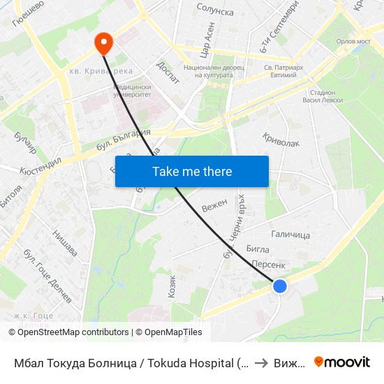 Мбал Токуда Болница / Tokuda Hospital (0206) to Вижън map