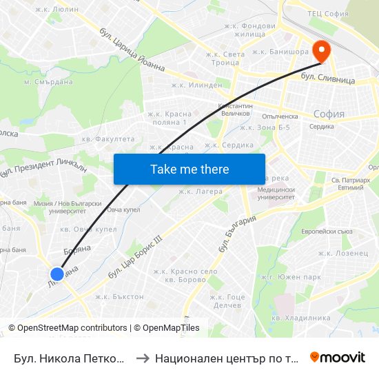 Бул. Никола Петков / Nikola Petkov Blvd. (0347) to Национален център по трансфузионна хематология (НЦТХ) map