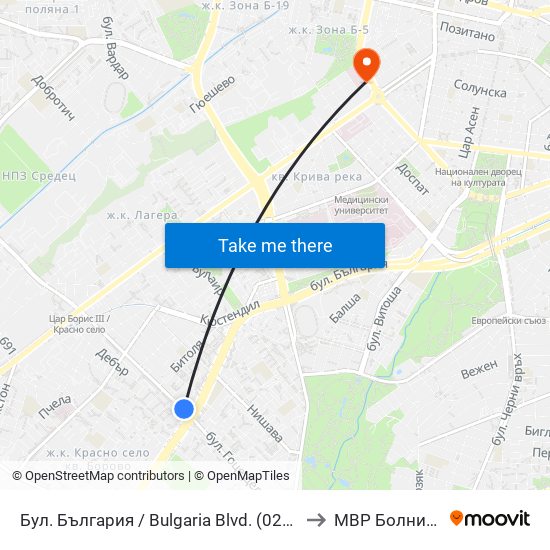 Бул. България / Bulgaria Blvd. (0290) to МВР Болница map
