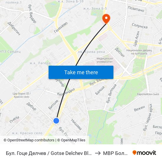 Бул. Гоце Делчев / Gotse Delchev Blvd. (0313) to МВР Болница map