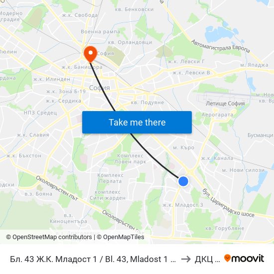 Бл. 43 Ж.К. Младост 1 / Bl. 43, Mladost 1 Qr. (0218) to ДКЦ VII map