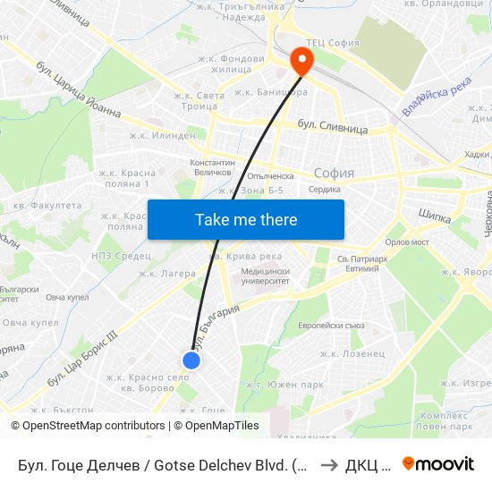 Бул. Гоце Делчев / Gotse Delchev Blvd. (0313) to ДКЦ VII map