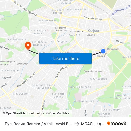 Бул. Васил Левски / Vasil Levski Blvd. (0300) to МБАЛ Надежда map