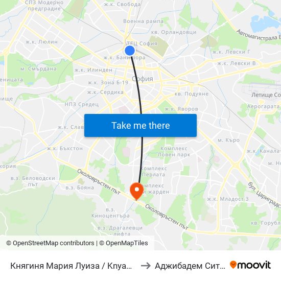 Княгиня Мария Луиза / Knyaginya Maria Luiza to Аджибадем Сити Клиник map