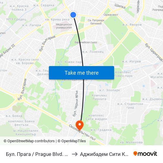Бул. Прага / Prague Blvd. (0363) to Аджибадем Сити Клиник map