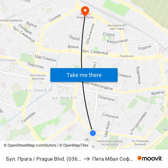 Бул. Прага / Prague Blvd. (0365) to Пета Мбал София map