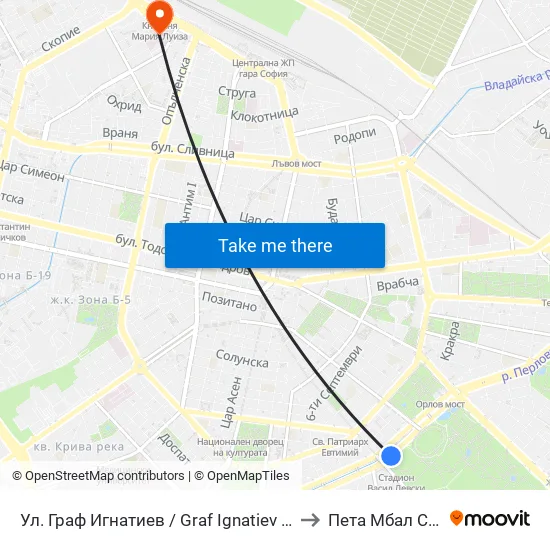 Ⓜ️🎓 Ул. Граф Игнатиев / Graf Ignatiev St. (1913) to Пета Мбал София map