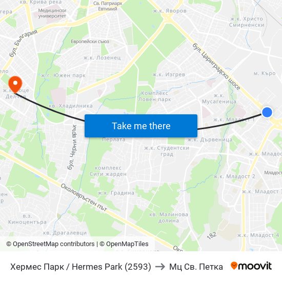 Хермес Парк / Hermes Park (2593) to Мц Св. Петка map