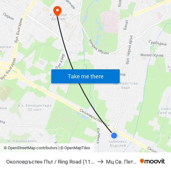Околовръстен Път / Ring Road (1177) to Мц Св. Петка map