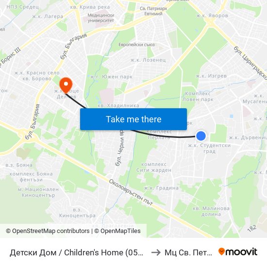 Детски Дом / Children's Home (0530) to Мц Св. Петка map