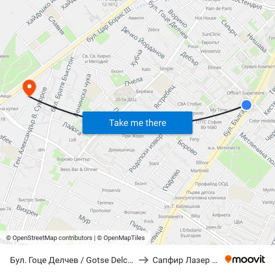 Бул. Гоце Делчев / Gotse Delchev Blvd. (0308) to Сапфир Лазер България map