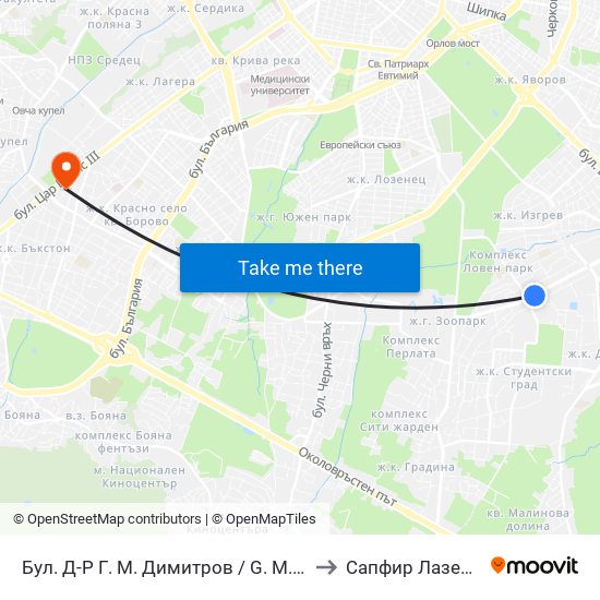 Бул. Д-Р Г. М. Димитров / G. M. Dimitrov Blvd. (0316) to Сапфир Лазер България map