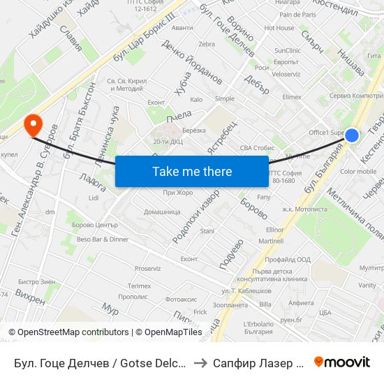 Бул. Гоце Делчев / Gotse Delchev Blvd. (0313) to Сапфир Лазер България map