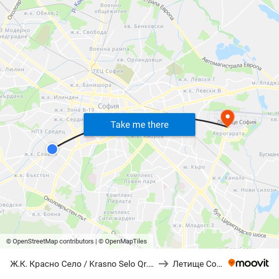 Ж.К. Красно Село / Krasno Selo Qr. (0638) to Летище София map