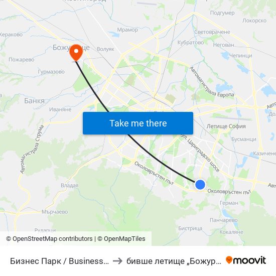 Бизнес Парк / Business Park to бивше летище „Божурище“ map
