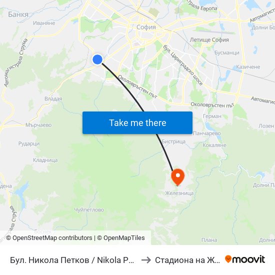 Бул. Никола Петков / Nikola Petkov Blvd. (0350) to Стадиона на Железница map