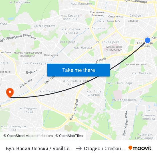 Бул. Васил Левски / Vasil Levski Blvd. (0300) to Стадион Стефан Миленков map