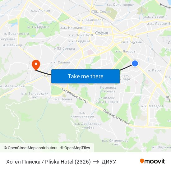 Хотел Плиска / Pliska Hotel (2326) to ДИУУ map