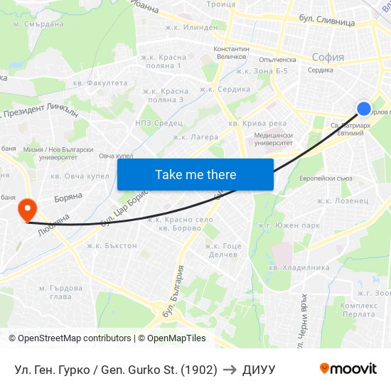 Ул. Ген. Гурко / Gen. Gurko St. (1902) to ДИУУ map
