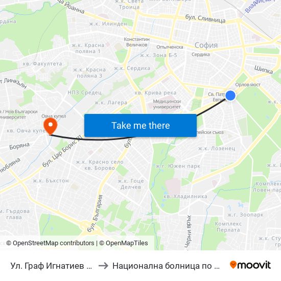 Ул. Граф Игнатиев / Graf Ignatiev St. (1914) to Национална болница по физиотерапия и рехабилитация map