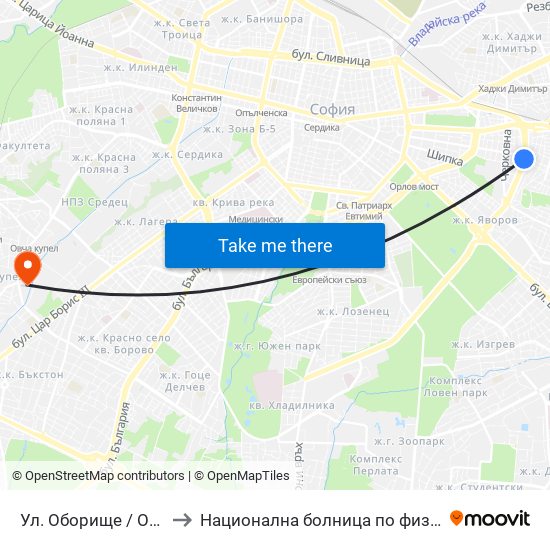 Ул. Оборище / Oborishte St. (2071) to Национална болница по физиотерапия и рехабилитация map