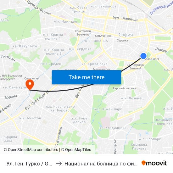 Ул. Ген. Гурко / Gen. Gurko St. (1903) to Национална болница по физиотерапия и рехабилитация map