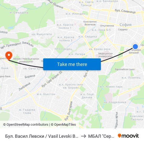 Бул. Васил Левски / Vasil Levski Blvd. (0299) to МБАЛ "Сердика" map
