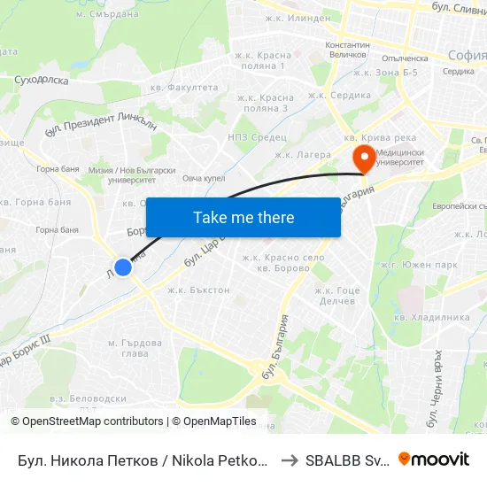 Бул. Никола Петков / Nikola Petkov Blvd. (0350) to SBALBB Sv.Anna map