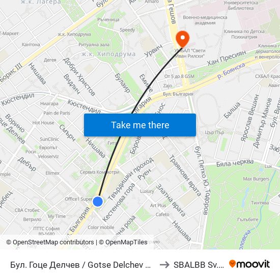 Бул. Гоце Делчев / Gotse Delchev Blvd. (0314) to SBALBB Sv.Anna map