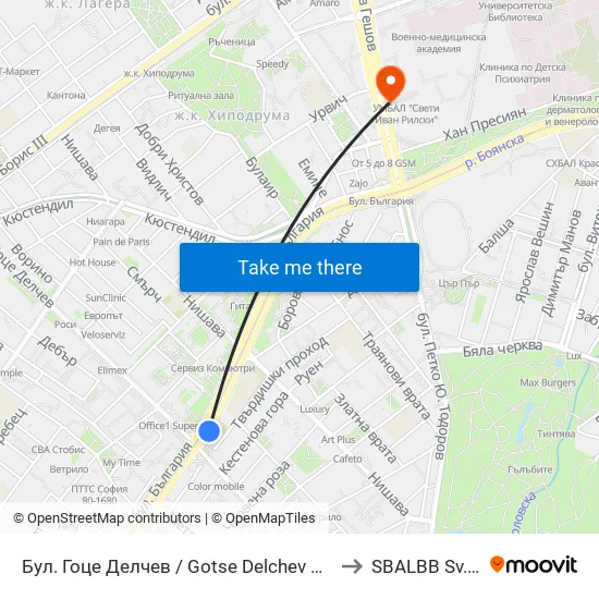 Бул. Гоце Делчев / Gotse Delchev Blvd. (0314) to SBALBB Sv.Anna map
