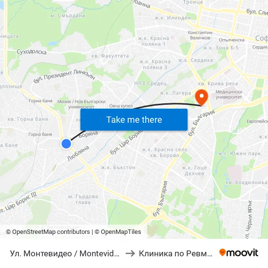 Ул. Монтевидео / Montevideo St. (2050) to Клиника по Ревматология map