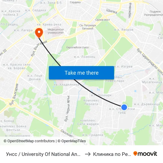 🎓 Унсс / University Of National And World Economy (1692) to Клиника по Ревматология map