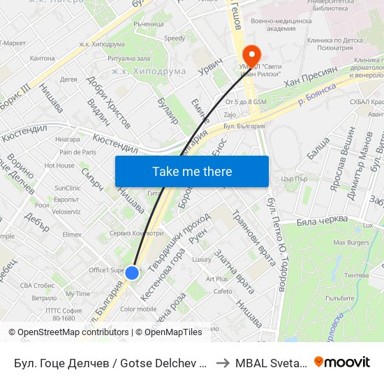 Бул. Гоце Делчев / Gotse Delchev Blvd. (0313) to MBAL Sveta Sofia map