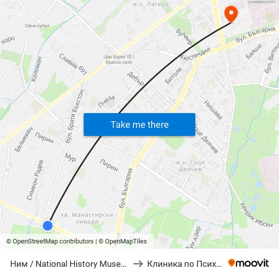 Ним / National History Museum (1464) to Клиника по Психиатрия map
