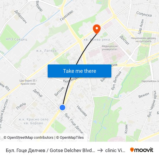 Бул. Гоце Делчев / Gotse Delchev Blvd. (0314) to clinic Vision map