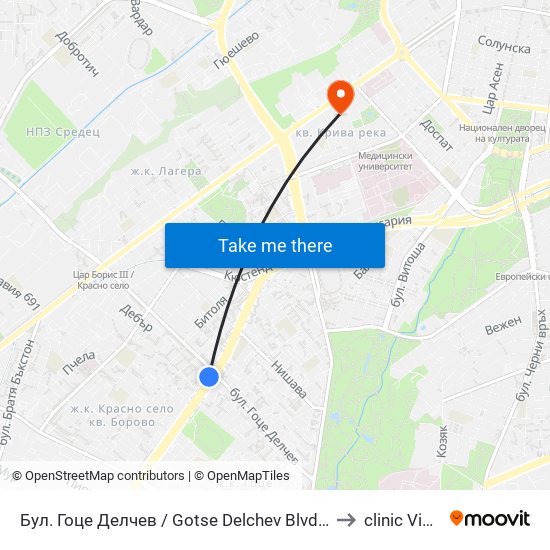 Бул. Гоце Делчев / Gotse Delchev Blvd. (0308) to clinic Vision map