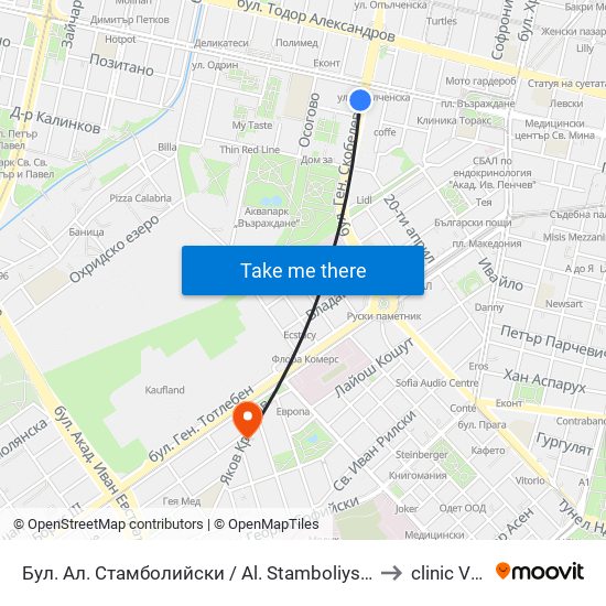 Бул. Ал. Стамболийски / Al. Stamboliyski Blvd. (0283) to clinic Vision map