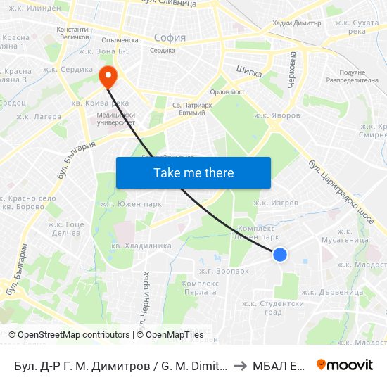 Бул. Д-Р Г. М. Димитров / G. M. Dimitrov Blvd. (0316) to МБАЛ Европа map