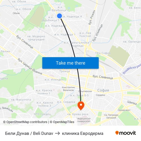 Бели Дунав / Beli Dunav to клиника Евродерма map