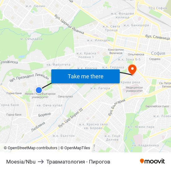 Moesia/Nbu to Травматология - Пирогов map