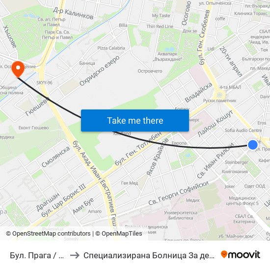 Бул. Прага / Prague Blvd. (0366) to Специализирана Болница За деца С Церабрална Парализа "Света София" map